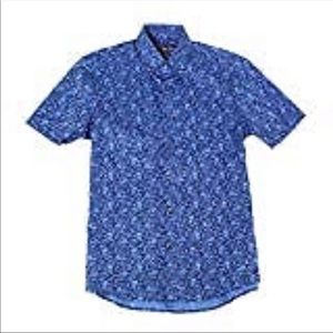 Michael Kors Men Shirt Floral Trim Stretch Button